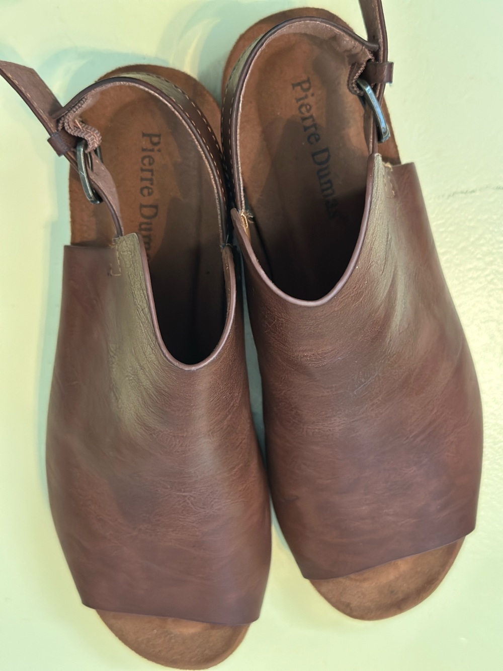 Pierre Dumas Open-Toe Slingback Sandals Womens 7 buckle comfy boho brown - Picture 4 of 16